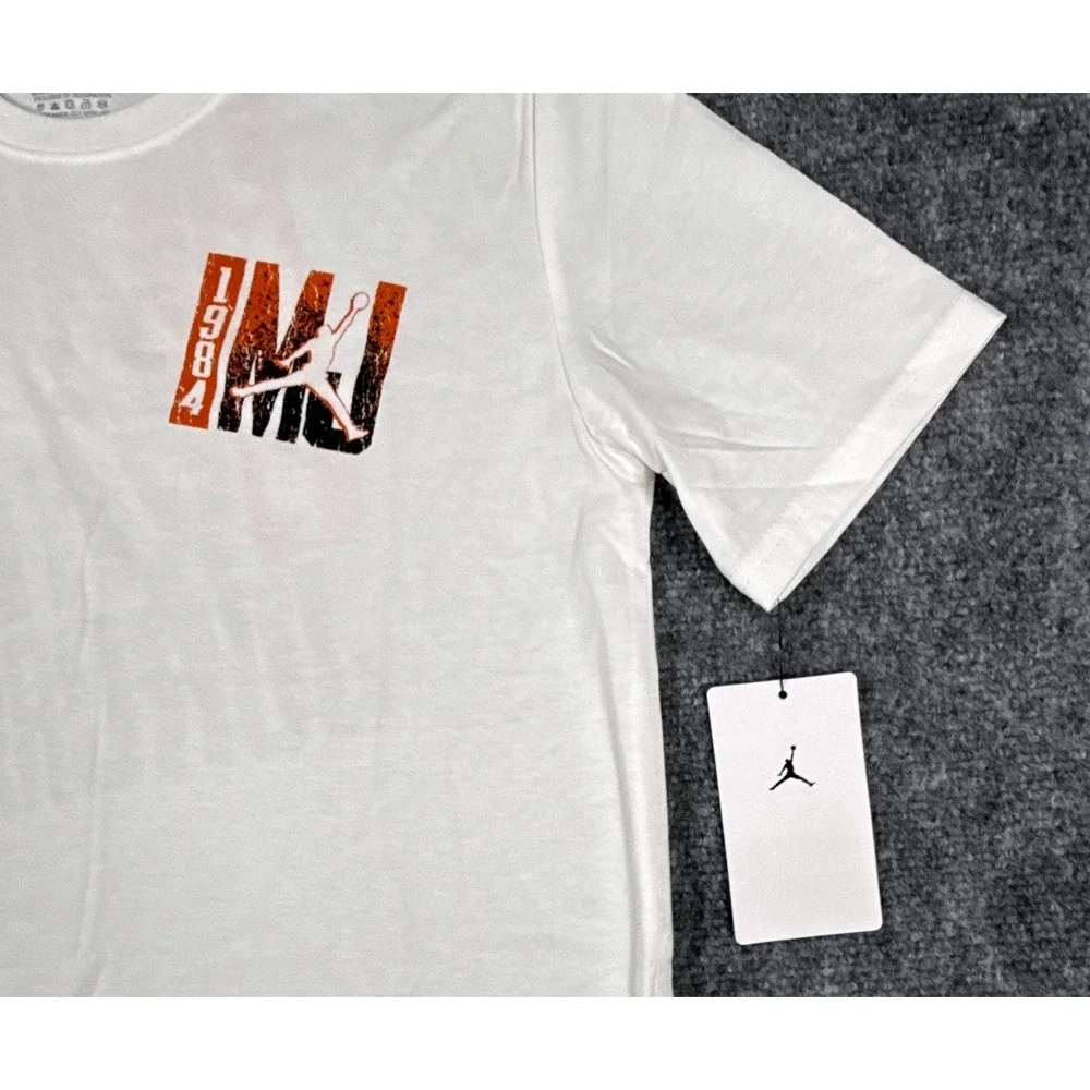Jordan Boys Size Large 12-13 Years White 1984 Jumpman Graphic T-Shirt NWT